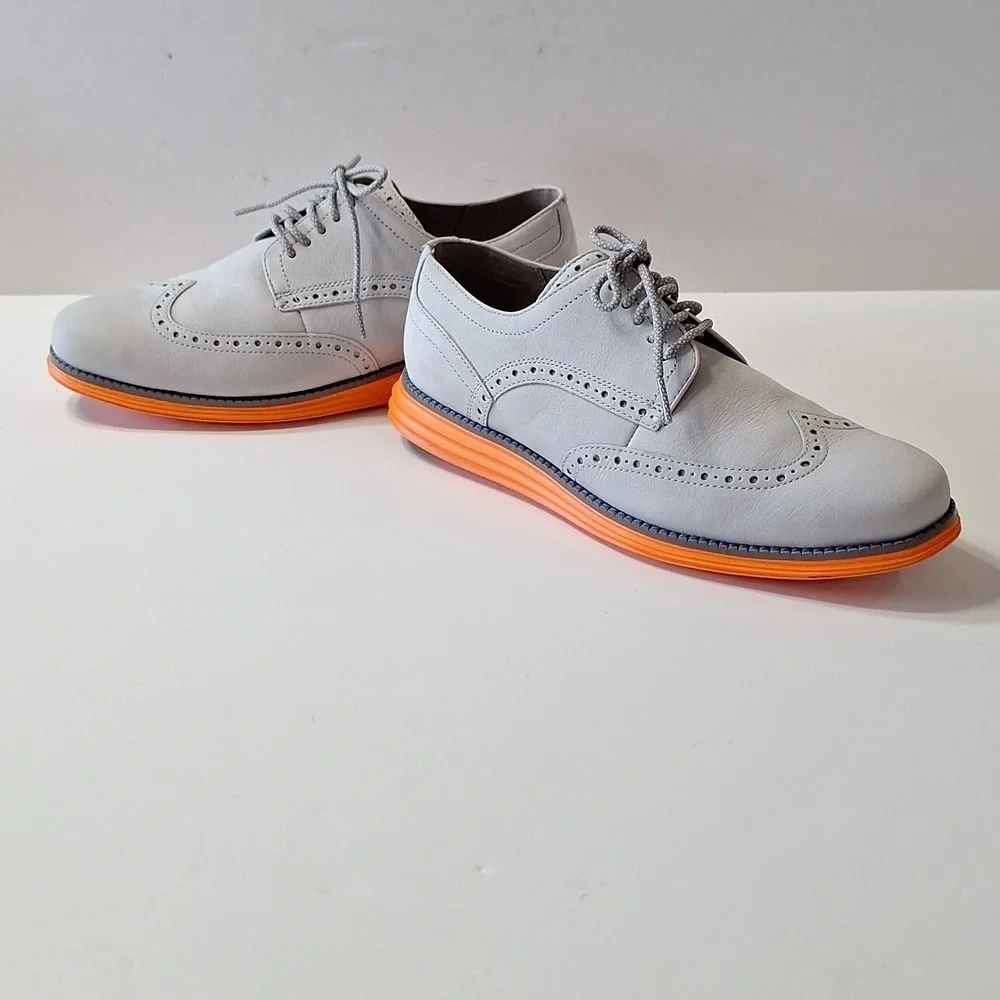 Cole Haan NEW Men's Gray/Orange Original Grand Lightweight Wingtip Shoes Size 8W